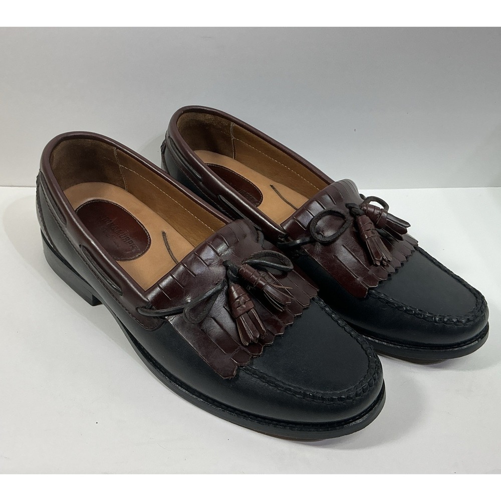 Johnston & Murphy Black Brown Leather Tassel Loafers Mens Sz 11 M Dress Shoes - Picture 2 of 9